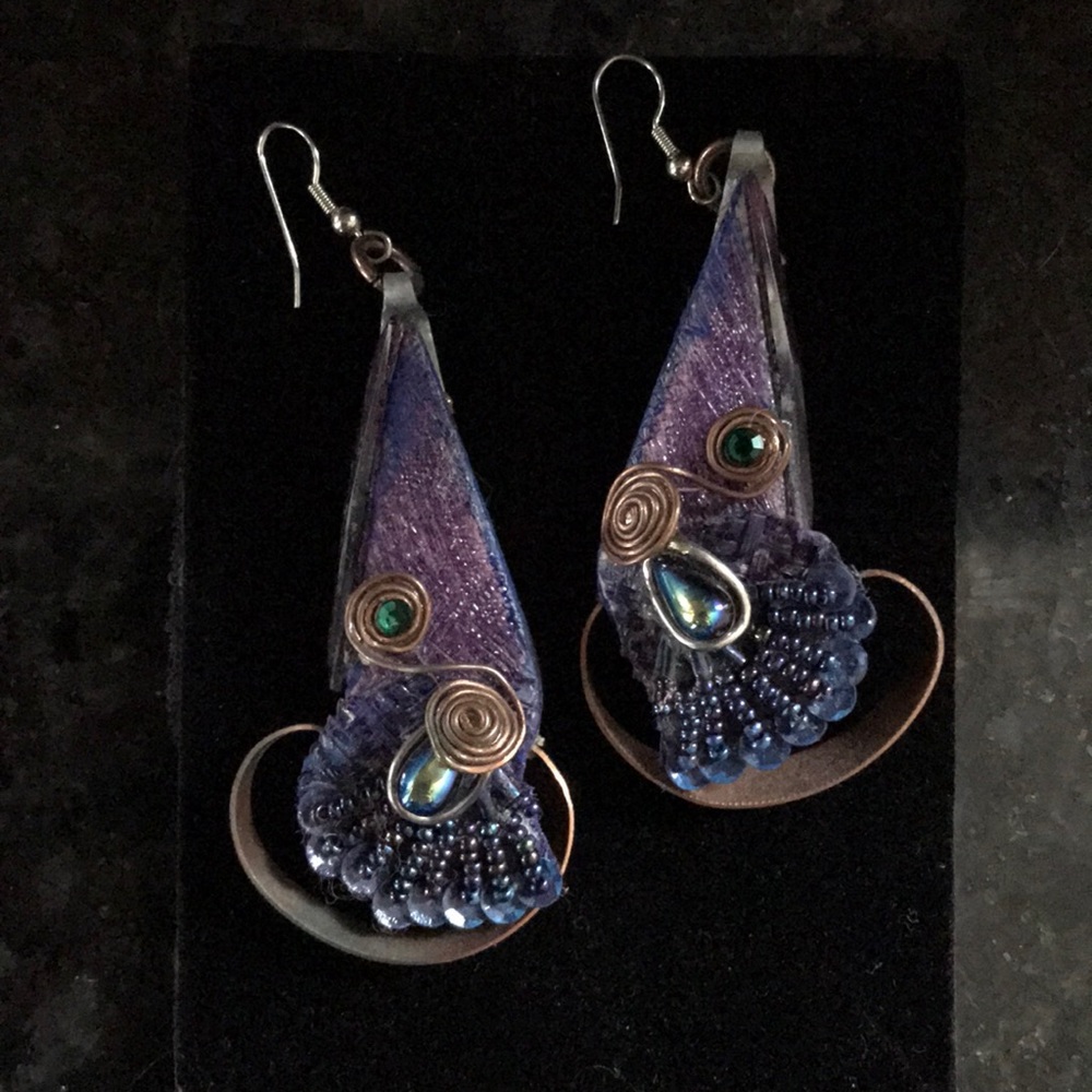 Handmade Peacock Drop Earrings